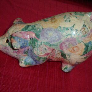Paper Mache Pig Figurine – Glazed Vintage Folk Art Décor